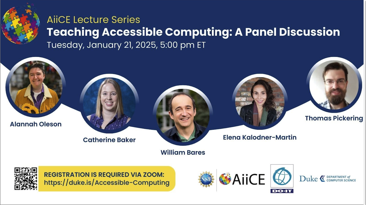 Webinar presentation title page, featuring profile pictures of the speakers.