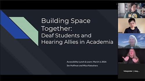 Building Space Together webinar title slide and presenters on Zoom.