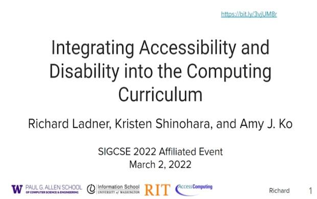 Integrating Accessibility and Disability into the Computing Curriculum