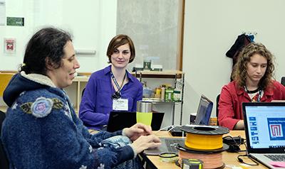 UW Faculty Jen Mankoff teaches a coding forum to college students.